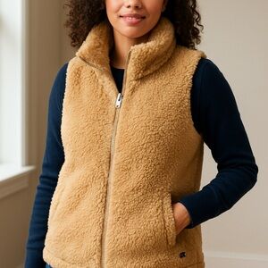 Tommy Hilfiger Tan Sherpa Fleece Vest – Size M‎